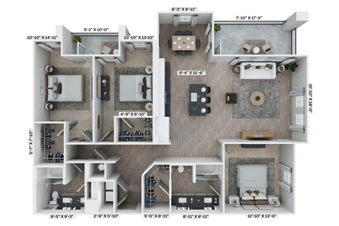 A floor plan of a house with labeled rooms and dimensions.
